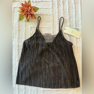 IRIS Black Lace Spaghetti Strap Tank Top Blouse- Size S